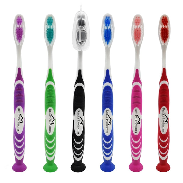 STAND-UP SUCTION TOOTH BRUSH W/ TONGUE SCRAPER (#TEK-TB600)